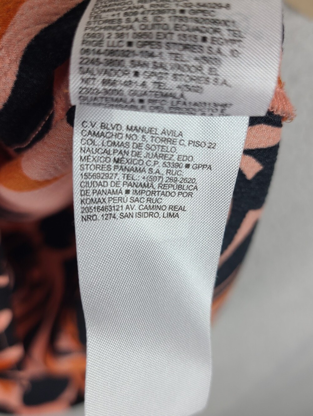 Old Navy Tropical Floral Satin V Neck Tank Top Peach Navy XS - Picture 9 of 9